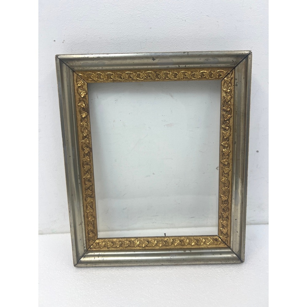 Antique Victorian Picture Frame Silver Gold Wood Glass ornate vintage Fits 8x10